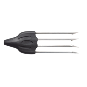 Fiocina Speed prodotta da Salvimar con 4 punte in acciaio inox e base in nylon. Vista dall'alto